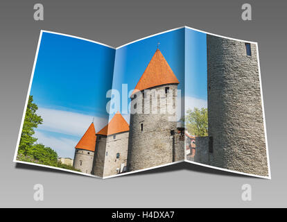 Tours et mur de la ville à la place de tours. Les Tours Square est un parc sur l'ancien mur de la ville, Tallinn, Estonie, Europe Banque D'Images