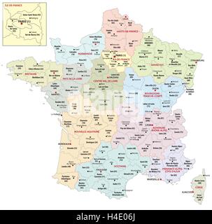 Carte administrative des 13 régions de France depuis 2016 Illustration de Vecteur