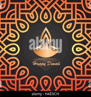 Happy diwali fête traditionnelle symbole lampe avec motif traditionnel vecteur illustration décorative Illustration de Vecteur