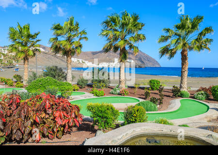 LAS PLAYITAS, à Fuerteventura - DEC 7, 2014 : beaux jardins de l'hôtel sur la côte de l'île de Fuerteventura. Canaries sont une destination de vacances populaire. Banque D'Images