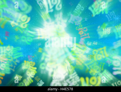 Bonne année 2017 flying chiffres écrits avec la lumière sur l'arrière-plan flou lumineux. 3d illustration Banque D'Images