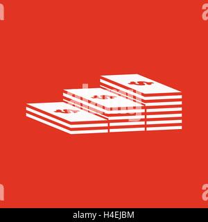 La pile de billets de l'icône. Billet Vert, symbole de l'argent, des billets de banque. Télévision Illustration de Vecteur