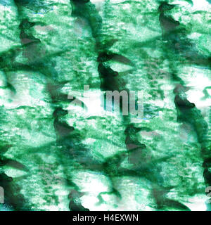 Aquarelle peinture vert d'eau transparente texture couleur avec des taches et des stries art Banque D'Images