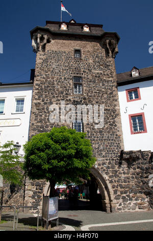 Porte Rheintor, construite en 1329, Linz am Rhein, Rhénanie, Rhénanie-Palatinat Banque D'Images