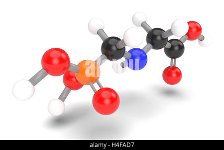 Modèle structural de la molécule de glyphosate. 3D render. Banque D'Images