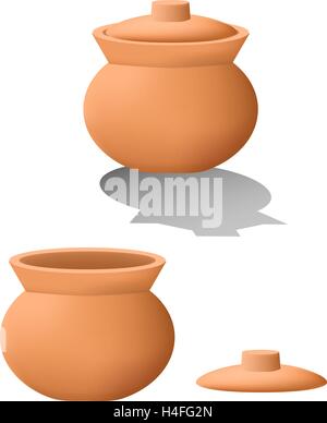 Pot d'argile traditionnelle asiatique en 3D. vecteur conception mesh Illustration de Vecteur