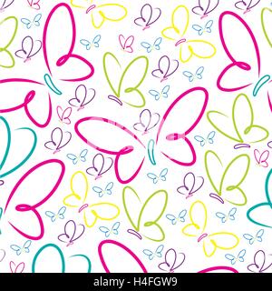 Motif papillons dessinés à la main, en format vectoriel. Illustration de Vecteur