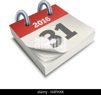 Vector illustration de calendrier. Dernier jour de l'année 2016. Le 31 décembre. Les éléments sont séparément en couches en fichier vectoriel. Illustration de Vecteur