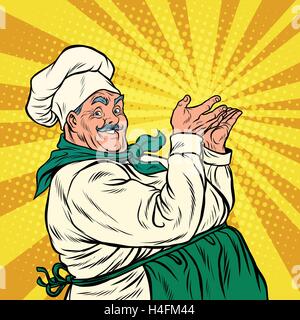 Professionnel Chef posent la présentation Illustration de Vecteur