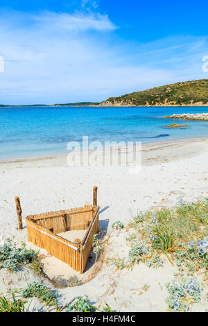 Vide plage idyllique à Punta Molentis aux beaux jours de l'été, l'île de Sardaigne, Italie Banque D'Images