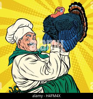 Retro chef avec un live de grâce, Turquie Illustration de Vecteur