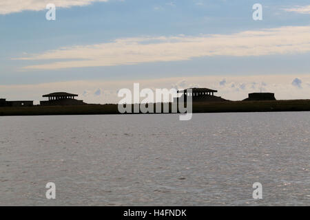 Orford Ness bombe nucléaire test de déclenchement de pagodes Banque D'Images