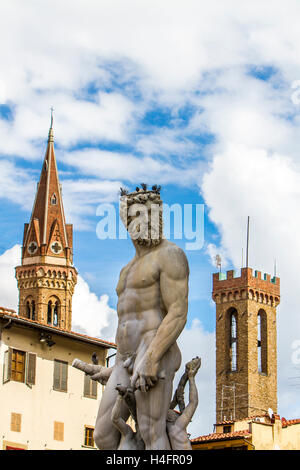 Détail de Fontaine de Neptune à Florence, Italie Banque D'Images