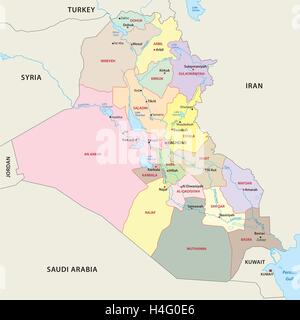 Carte des divisions administratives de l'Iraq Illustration de Vecteur