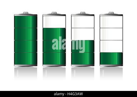 Indicateur de charge batterie icônes sur un fond blanc Illustration de Vecteur