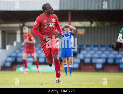 Craig Westcarr célèbre la notation de Worksop Town contre Gateshead en coupe Banque D'Images