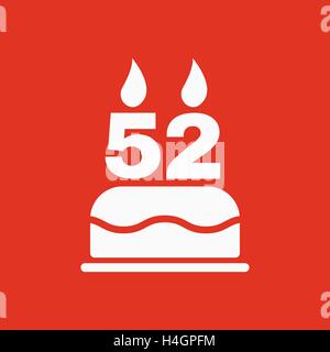 Le gâteau d'anniversaire avec des bougies en forme de numéro 52. Symbole d'anniversaire. Télévision Illustration de Vecteur