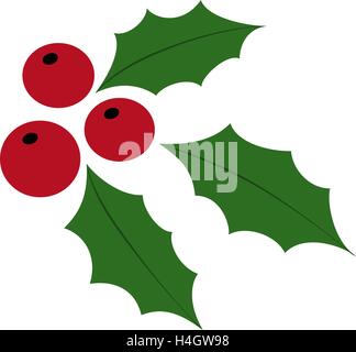 Des baies de houx Noël Rouge et Vert feuilles Illustration de Vecteur