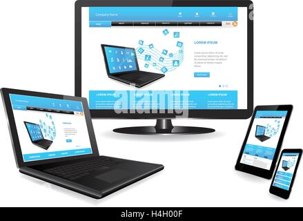 Modèle de site web adapté sur plusieurs appareils Illustration de Vecteur