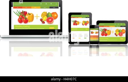 Modèle de site web adapté sur plusieurs appareils Illustration de Vecteur