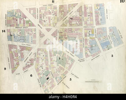 10 : Carte délimité par la rue Chatham, James Street, South Street, Dover Street, Franklin Square, Rue de Francfort Banque D'Images