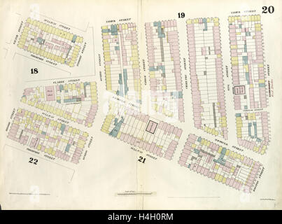 Assiette 20 : carte délimitée par Hamersley Street, Houston Street, Sullivan Street, Spring street, Thompson Street, Grand Rue Banque D'Images