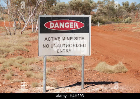Mine Active Site Sign Banque D'Images