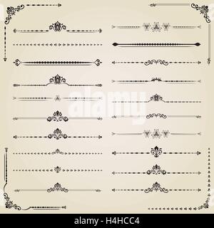 Vintage Ensemble d'éléments horizontaux Illustration de Vecteur