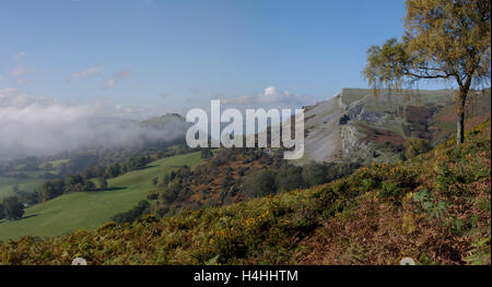 Panorama, Castell Dinas Bran, Llangollen, pays de Galles du Nord Banque D'Images