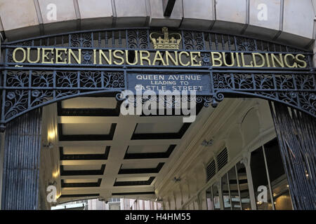 Les bâtiments d'assurance Queen,Reine,avenue Castle St, Liverpool, Angleterre, Royaume-Uni Banque D'Images