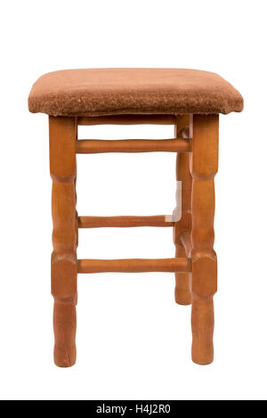 Tabouret en bois isolé sur fond blanc avec clipping path Banque D'Images