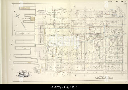 Tome 5. Plaque, E. Site lié par Pierrepont St., Fulton St., Cour St., Atlantic Ave., East River ; y compris Montague St. Banque D'Images