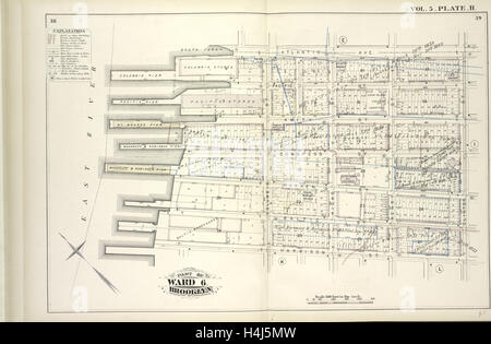 Tome 5. Plaque, H. Site lié par l'Avenue de l'Atlantique, Clinton St., Harrison St., East River ; y compris Pacific St., amitié St. Banque D'Images