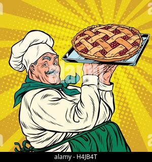 Cook retro joyeuse berry pie Illustration de Vecteur