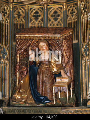 Felipe Bigarny de l'école. Retable élevé, 1525. L'Annonciation. Détail de la Vierge. L'église paroissiale de Santa Maria Maggiore. Ezcaray. La Rioja. L'Espagne. Banque D'Images