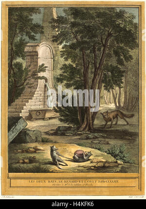 Laurent Cars après Jean-Baptiste Oudry, français (1699-1771), les deux rats, le renard et l'œuf (deux rats, le renard et l'oeuf) Banque D'Images