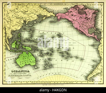 Carte de l'Europe, également connu sous le nom de oceanica, est une région centrée sur les îles de l'océan Pacifique tropical, gravure du xixe siècle Banque D'Images