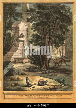 Laurent Cars après Jean Baptiste Oudry (Français, 1699 1771 ), les deux rats, le renard et l'œuf (deux rats, le renard et l'oeuf) Banque D'Images