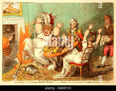 Avantages de porter des robes de mousseline !, Gillray, James, 1756-1815, graveur, [Paris]  : H. Humphrey, 1802, une grosse dame Banque D'Images