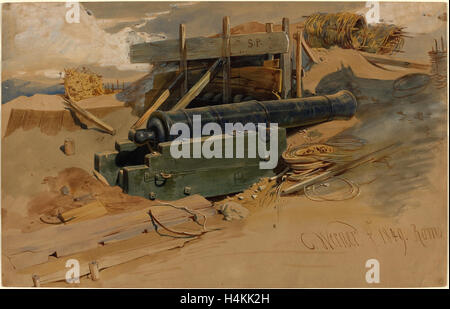 Carl Friedrich Heinrich Werner (Allemand, 1808 - 1894), Cannon par un rempart, 1849, aquarelle et gouache sur mine Banque D'Images