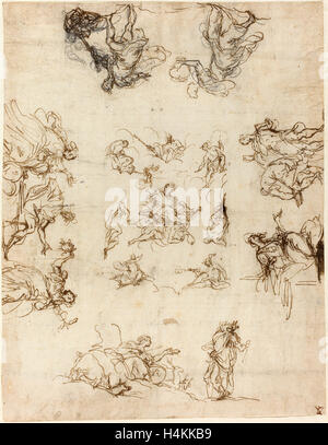 Alessandro Maganza (Italien, 1556 - 1640), un plafond à compartiments avec des allégories et des mythes, 1590-1600, plume et encre brune Banque D'Images