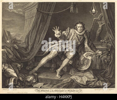 William Hogarth et Charles Grignion (britannique, 1717 - 1810), Garrick dans le rôle de Richard III, 1746, eau-forte et la gravure Banque D'Images