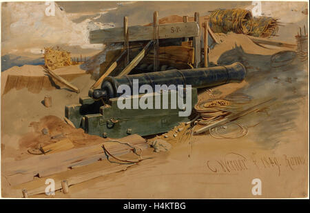 Carl Friedrich Heinrich Werner, allemand (1808-1894), Cannon par un rempart, 1849, aquarelle et gouache sur mine Banque D'Images