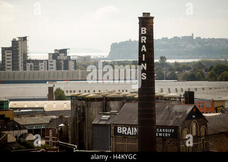 Vue générale de cerveaux Brasserie à Cardiff, Galles du Sud. Banque D'Images