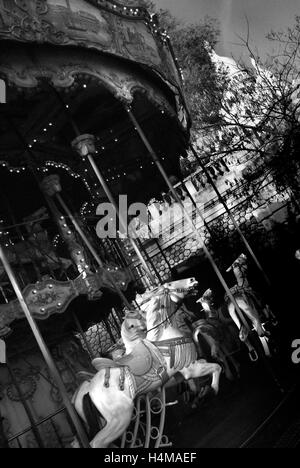 Les chevaux du Carrousel, Montmartre, Paris Banque D'Images