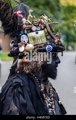 Un Morris Dancer, Lewes Folk Festival 2016, Lewes, dans le Sussex, UK Banque D'Images