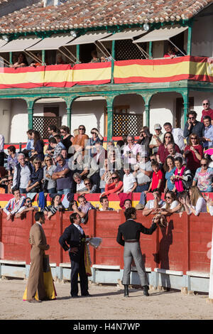 La corrida traditionnelle stamp dans la place principale de chinchon pendant le festival de bienfaisance, Chinchon, province de Madrid, Espagne Banque D'Images