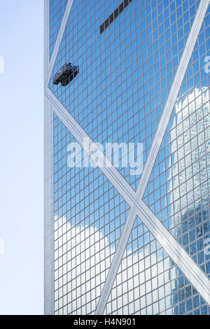 Close-up of modern et vitreux Bank of China Tower dans le centre, l'île de Hong Kong, Hong Kong, Chine. Banque D'Images