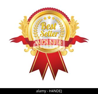 Best Seller Badge d'Or Illustration de Vecteur