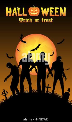 Halloween zombies dans un cimetière Illustration de Vecteur